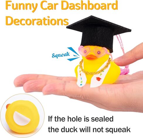 wonuu Graduation Duck Car Dashboard Decor Rubber Duck, Car Ducks Ornaments for Graduation Gift with Heart Shape Sunglasses, Gold Chain-Graduation Scroll in Saudi Arabia