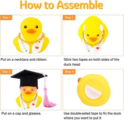 wonuu Graduation Duck Car Dashboard Decor Rubber Duck, Car Ducks Ornaments for Graduation Gift with Heart Shape Sunglasses, Gold Chain-Graduation Scroll in Saudi Arabia