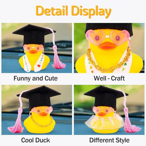 wonuu Graduation Duck Car Dashboard Decor Rubber Duck, Car Ducks Ornaments for Graduation Gift with Heart Shape Sunglasses, Gold Chain-Graduation Scroll in Saudi Arabia