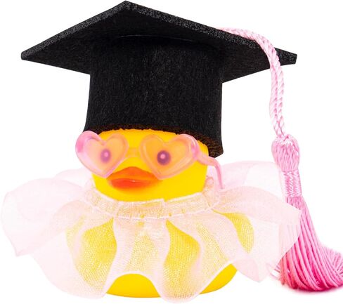 wonuu Graduation Duck Car Dashboard Decor Rubber Duck, Car Ducks Ornaments for Graduation Gift with Heart Shape Sunglasses, Gold Chain-Graduation Scroll in Saudi Arabia