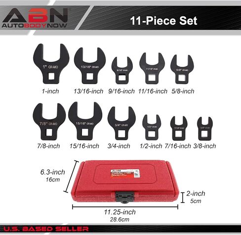 ABN Crowfoot Wrench SAE Standard 3/8in Drive 11-Piece Set for When Regular Sockets/Wrenches Cannot Get the Job Done in Saudi Arabia