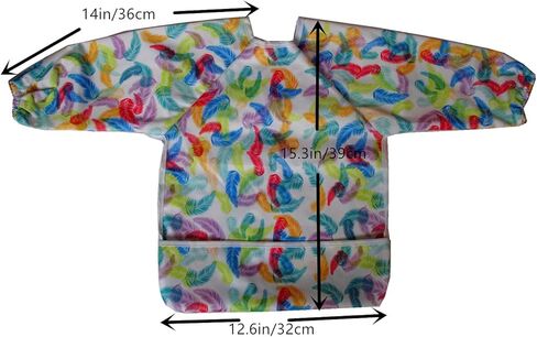 قميص للأطفال من MUMBABY بأكمام مريلة مع جيب للأطفال بعمر 1-3 سنوات، مقاوم للماء وقابل للغسل (ثعالب لطيفة) رمادي in Kuwait