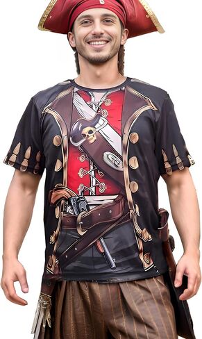 Pirate Costume T-Shirt 3D Pattern Men Women Boys Girls Activities Lightweight Soft Fast Drying Beach Gala Party in Saudi Arabia