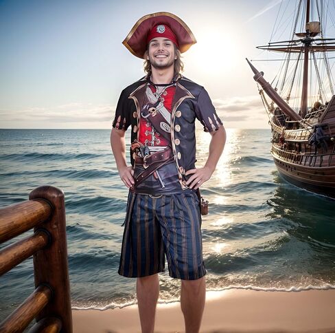 Pirate Costume T-Shirt 3D Pattern Men Women Boys Girls Activities Lightweight Soft Fast Drying Beach Gala Party in Saudi Arabia