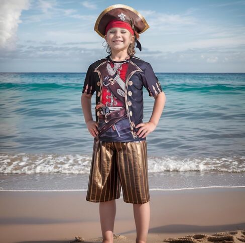 Pirate Costume T-Shirt 3D Pattern Men Women Boys Girls Activities Lightweight Soft Fast Drying Beach Gala Party in Saudi Arabia