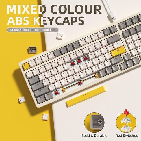 Ajazz Mechanical Gaming Keyboard, Hot Swappable with Numeric Pad, Compact USB Wired 100 Keys, Double-Shot ABS Keycaps, N-Key Rollover RGB Custom for PC Mac (MX Blue) in Kuwait