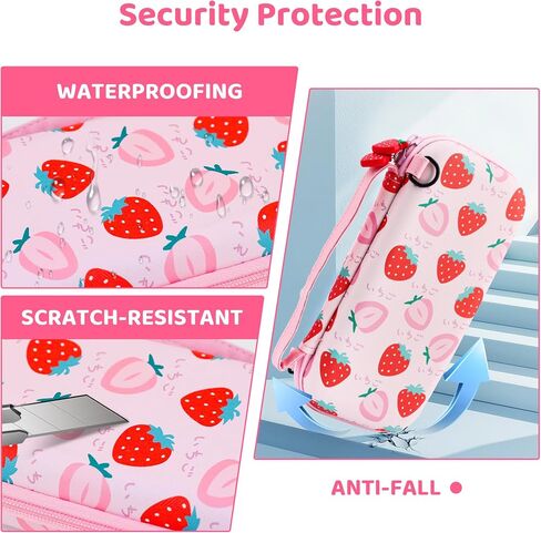GOODVANCE Purple Carrying Case for Nintendo Switch/OLED, Cute Cherry Blossom Portable Hardshell Travel Storage Bag, Travel Pouch Case with Shoulder Strap, Hand Strap, Thumb Caps for Switch Accessories in Saudi Arabia