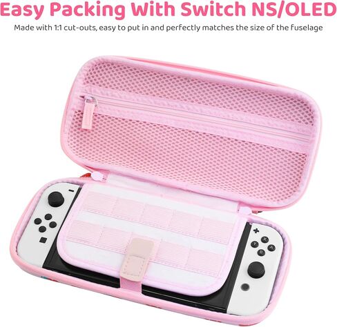 GOODVANCE Purple Carrying Case for Nintendo Switch/OLED, Cute Cherry Blossom Portable Hardshell Travel Storage Bag, Travel Pouch Case with Shoulder Strap, Hand Strap, Thumb Caps for Switch Accessories in Saudi Arabia