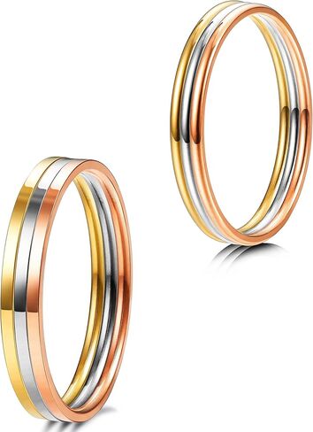 LOYALLOOK 1 مم من الفولاذ المقاوم للصدأ للنساء بشريط عادي التراص خواتم متوسطة الطول مريحة تناسب خاتم الزفاف in Kuwait