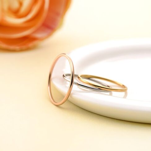 LOYALLOOK 1 مم من الفولاذ المقاوم للصدأ للنساء بشريط عادي التراص خواتم متوسطة الطول مريحة تناسب خاتم الزفاف in Kuwait