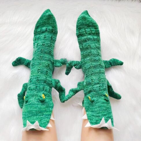 Alligator Socks Shark Socks Biting Leg, Novelty Knit Crocodile Socks, Funny Animal Floor Socks for Adult in Kuwait