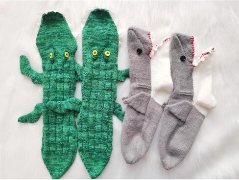 Alligator Socks Shark Socks Biting Leg, Novelty Knit Crocodile Socks, Funny Animal Floor Socks for Adult in Kuwait