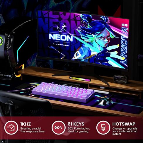 Mechanical Gaming Keyboard 61 Keys Multi Color RGB Illuminated LED Backlit Wired Programmable for PC/Mac Gamer Tactile (Gateron Optical Brown) in Saudi Arabia