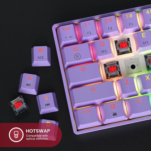 Mechanical Gaming Keyboard 61 Keys Multi Color RGB Illuminated LED Backlit Wired Programmable for PC/Mac Gamer Tactile (Gateron Optical Brown) in Saudi Arabia
