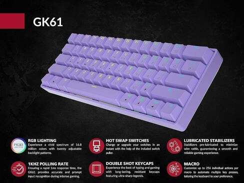 Mechanical Gaming Keyboard 61 Keys Multi Color RGB Illuminated LED Backlit Wired Programmable for PC/Mac Gamer Tactile (Gateron Optical Brown) in Saudi Arabia