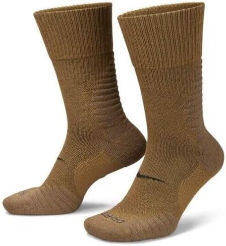 Nike Unisex Dri-Fit Outdoor Cushioned Crew Wool Socks Hiking Camping M 6-8/W 6-10, Brown in Saudi Arabia