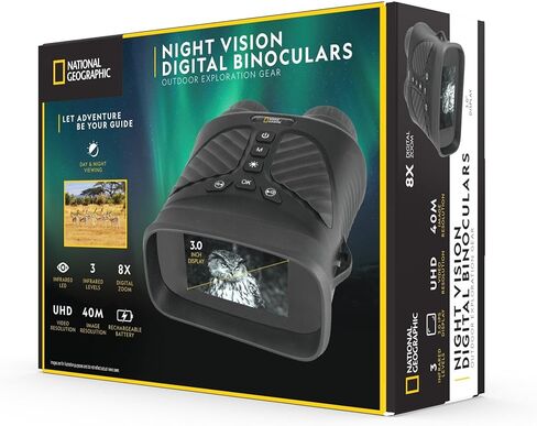 مناظير رقمية بالأشعة تحت الحمراء للرؤية الليلية مع تقريب رقمي 8X ودقة صورة تصل إلى 40 مترًا وبطاقة Micro SD سعة 8 جيجابايت متضمنة لتسجيل الصور والفيديو in Kuwait