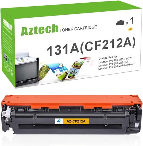 خرطوشة حبر بديلة متوافقة مع Aztech لحبر الطابعة HP 131X 131A CF212A لحبر الطابعة HP Pro 200 Color M251nw M251n MFP M276n M276nw (أصفر، عبوة واحدة) in Kuwait