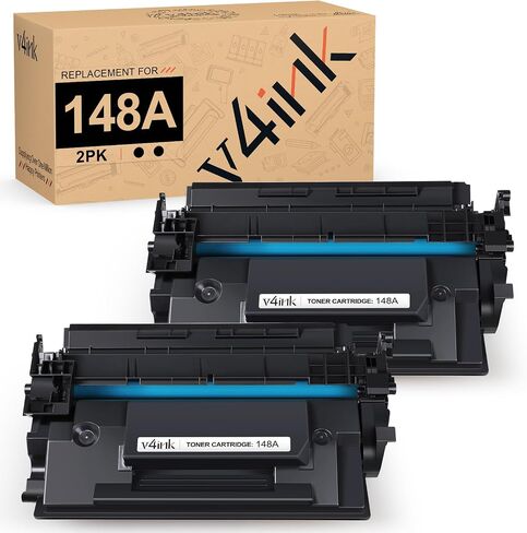 خرطوشة حبر v4ink 148A بدون رقاقة متوافقة مع حبر HP 148A W1480A الأسود لحبر الطابعة HP Pro 4001dw 4001dw 4001n MFP 4101fdw 4101fdn، عبوتان in Saudi Arabia