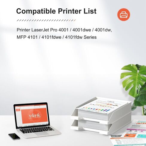 خرطوشة حبر v4ink 148A بدون رقاقة متوافقة مع حبر HP 148A W1480A الأسود لحبر الطابعة HP Pro 4001dw 4001dw 4001n MFP 4101fdw 4101fdn، عبوتان in Saudi Arabia