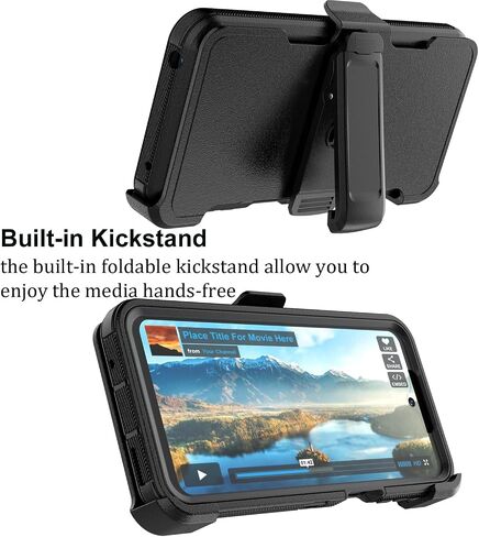 حافظة Takfox Moto G Play 4G 2024، لهاتف Motorola G Play 2024 4G حافظة هاتف بمشبك حزام [واقي شاشة مدمج] مسند واقٍ متين وشديد التحمل مقاوم للصدمات وغطاء مقاوم للغبار - أسود/أسود in Kuwait