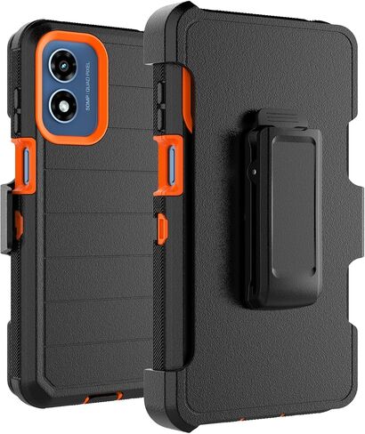 حافظة Takfox Moto G Play 4G 2024، لهاتف Motorola G Play 2024 4G حافظة هاتف بمشبك حزام [واقي شاشة مدمج] مسند واقٍ متين وشديد التحمل مقاوم للصدمات وغطاء مقاوم للغبار - أسود/أسود in Kuwait