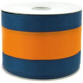 Homeford Stripe Sport Theme Wired Ribbon, 2-1/2-inch, 10-Yard, Purple/Gold