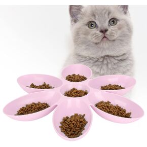 Cat Food Bowl Flower Petals Shaped Cat Water Bowls Dishes Multi-Cat Feeder Cat Feeding Bowl for Dog Puppy Cat Kittens[Blue] Basic Bowls