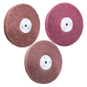 3PC 6 Inch x 2 Section Non Woven Polishing Wheel Kit for Bench Grinder with 10MM Arbor Hole Each 1PC Hard/Medium/Soft