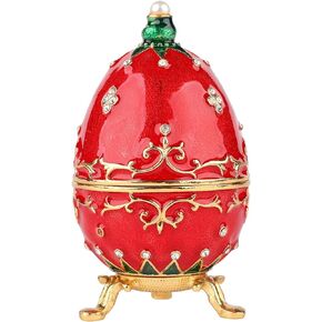 QIFU Hand Painted Blue Easter Egg Figurine Enamel Trinket Box Hinged, Unique Gift for Family