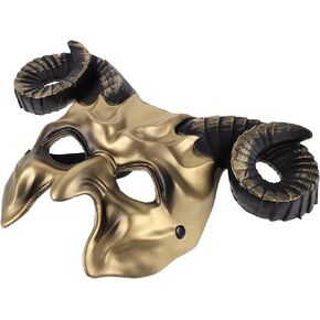 Abaodam Ox Horn Mask Horns Masquerade Mask Animal Half Face Mask for Festival Party Halloween Costume Cosplay