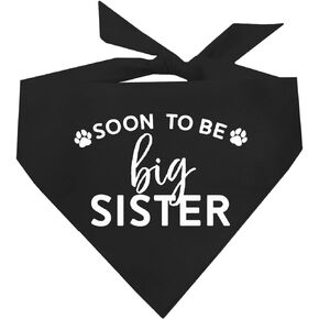 Soon to Be Big Sister Baby Announcement Dog Bandana (Black, XS 56)