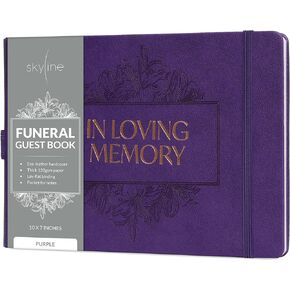 Skyline Funeral Guest Book for Memorial Service – In Loving Memory Guest Sign In Book for Funerals – 610 Entries, 10x7″ (Brown)