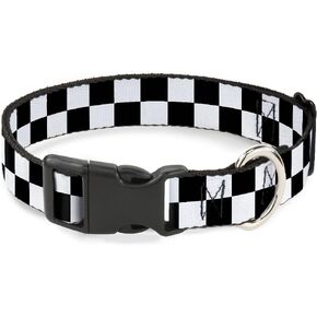 Buckle-Down Plastic Clip Collar - Checker Midnight Blue/White - 1" Wide - Fits 9-15" Neck - Small