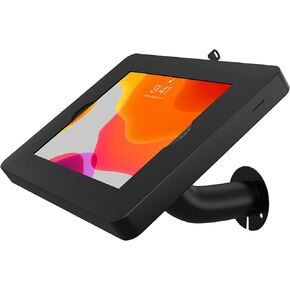 CTA Gooseneck iPad Wall Mount Enclosure - Wall Mount Enclosure for Tablets W/Curved Neck for iPad 7/8/9 Gen 10.2" - iPad Pro - iPad Air - Galaxy Tab - Lenovo Tab & More Tablets - Black - (PAD-PARANB)