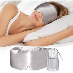 Mulberry Silk Sleep Mask, Luxury Eye Mask for Sleeping for Women Men with Adjustable Band, Eye Sleeping Cover with Soft Pressureless Blackout Design in Large Size for Back and Side Sleepers