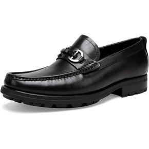 Men's Black Dress Shoes，Leather Slip-On Loafers Business Causel Shoes