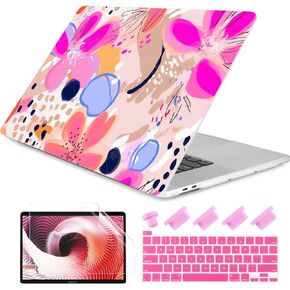 DONGKE Compatible with Older MacBook Pro 16 inch Case 2020 2019 Release A2141 with Touch Bar Fits Touch ID, Plastic Hard Shell & Keyboard Cover & Screen Film - Floral Artistic