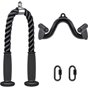 Kipika Cable Machine Attachment, Triceps LAT Pulldown Attachments, Home Gym Workout Accessories Heavy Duty Cable Machine Accessories Triceps Rope D Row Handle LAT Pull Down Bar Straight Bar Exercise