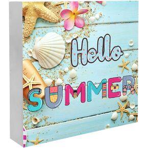 علامة Hello Summer Wood Box Sign ديكور مكتب البطيخ عباد الشمس كتلة خشبية علامة Hello Sunshine خشبية كتلة تسجيل للمنزل مزرعة الجرف جدار ديكور