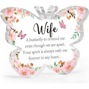 Unique Sympathy Gifts-Bereavement Gifts for Loss of Wife, Memorial Butterfly Acrylic Table Decoration Gift for Loss of Wife