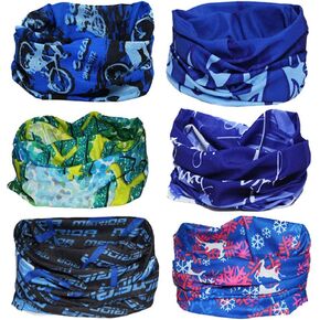 6pcs Magic Headband Face Mask Head Wrap Elastic Bandana Outdoor Headwear Sport Scarf Neck Gaiter UV Resistence for Workout