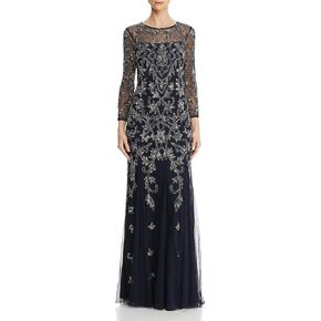 Adrianna Papell Women's Long Sleeve Bead Dress
