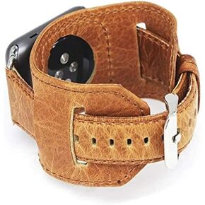 Cuff Bracelet Watch Band Retro Crazy Horse Leather Wristband Accessory Strap Compatible with Apple Watch Ultra/SE/Series 8/7/6/5/4/3/2/1