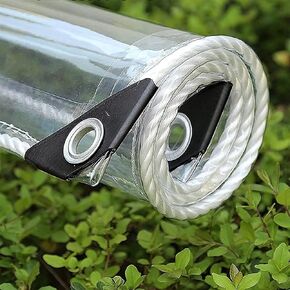 Clear Vinyl Tarp - 0.35mm Clear PVC Tarp, with Grommets and Tying Rope - Duty Heavy Tear Resistant Cover for Camping, Plants Greenhouse, Cars, Patio and Pavilion (4' x 6')