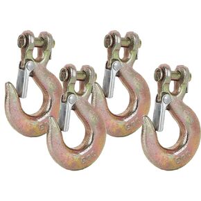 خطاف منزلق Clevis مقاس 1/4 بوصة مع مزلاج أمان، خطاف ونش سحب فولاذي متين G70 سعة 7800 رطل، فتحة 1 بوصة، مناسب لسلسلة 6 مم