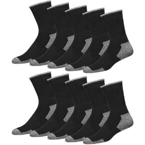 Men's Crew Socks 10-Pack Cushion Reinforced Durable Socks, Pack of 10 Pairs
