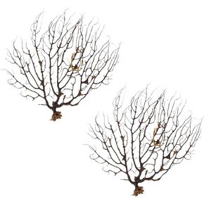 2 PCS Sea Fan Coral Decorations, Black Aquarium Sea Fan Fish Tank Aquarium Landscape Decoration Sea Coral Plant Ornament