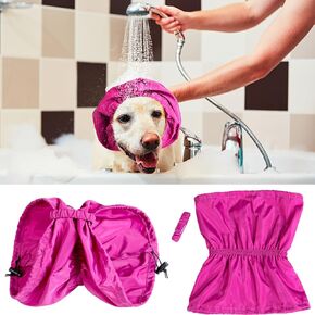 2 Pcs Waterproof Dog Shower Cap Dogs Snood 11.81" Dog Bath Cap with Adjustable Strap Dog Ear Covers for Bath Dog Rain Hat for Washing Raining Swimming Ear Prevention, Purple
