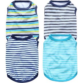 4PCS Dog Clothes for Small Dogs Boy, Printed Puppy Clothes for Chihuahua Yorkies Bulldog Clothes for Medium Dogs Boy Jersey Summer Sweatshirt Vest Pet Outfits Dog Cats Shirt